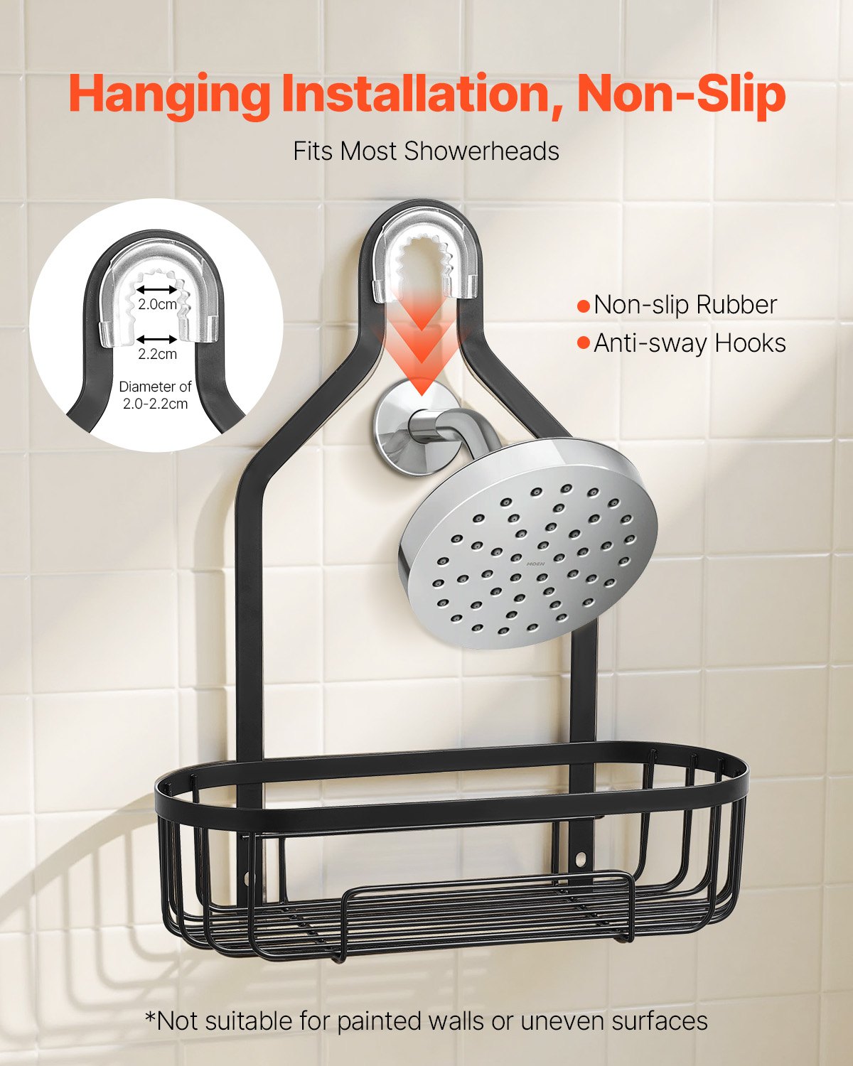 3-tier hanging shower caddy with bottles