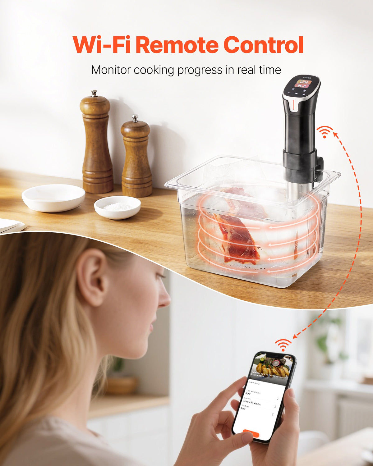 WiFi Sous Vide Precision Cooker, 1100W