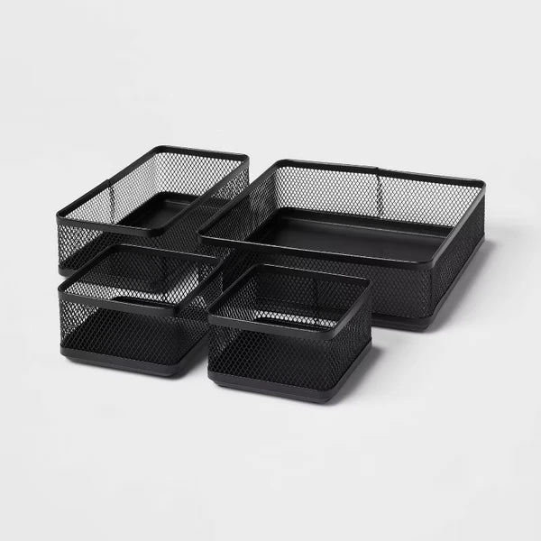 Mesh desk organizer black main view