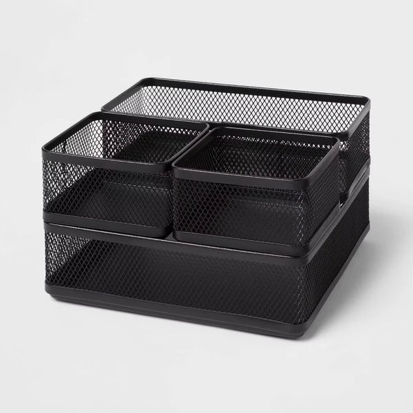 Mesh desk organizer stacked