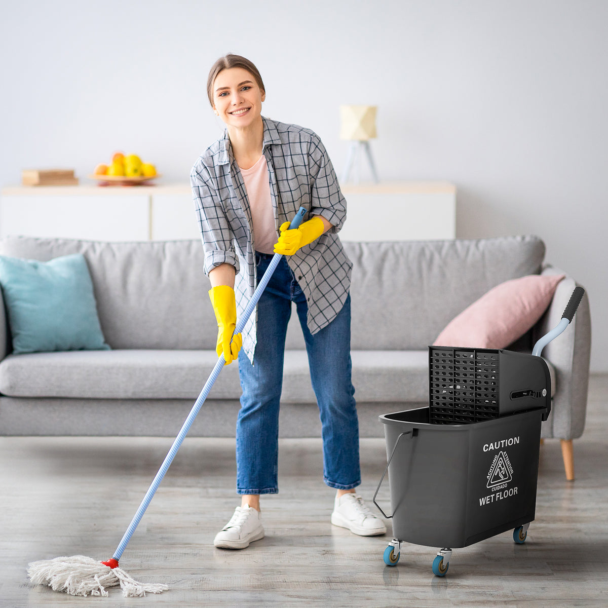 Novora 21-Quart Wringer Mop Bucket on Wheels