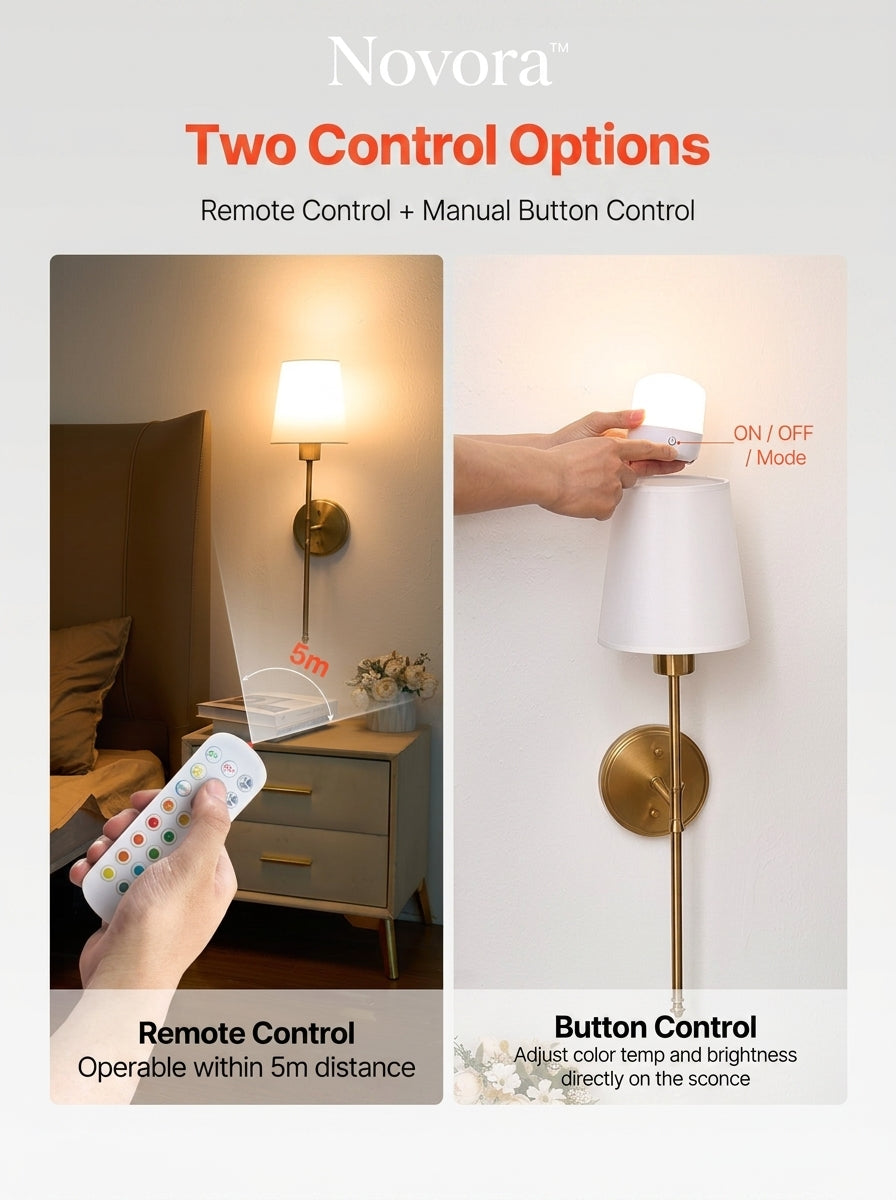Novora™ Sterling Wireless Wall Sconce — Set of 2, Brushed Gold