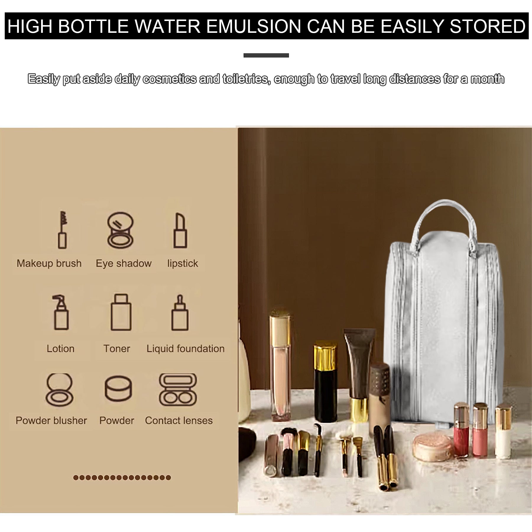 Hanging Travel Toiletry Bag hanging in bathroom