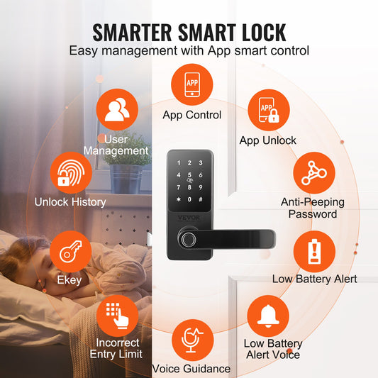 5-in-1 Smart Door Lock with Fingerprint &amp; Keypad