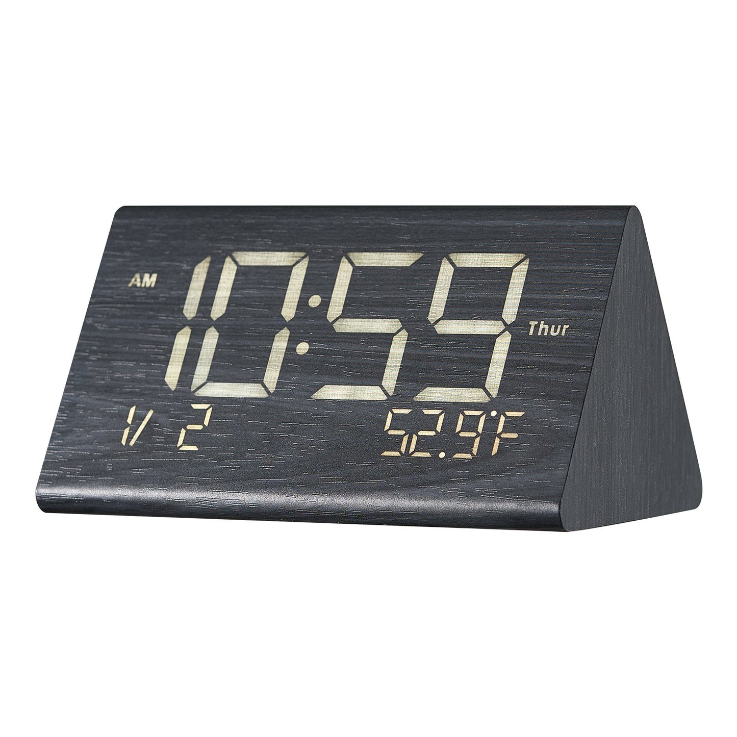 Wooden Digital Alarm Clock with USB Charging