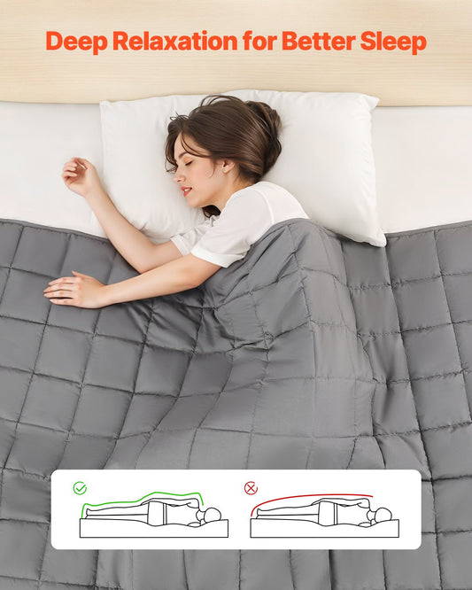 Novora Cooling Weighted Blanket, grey, king size on bed