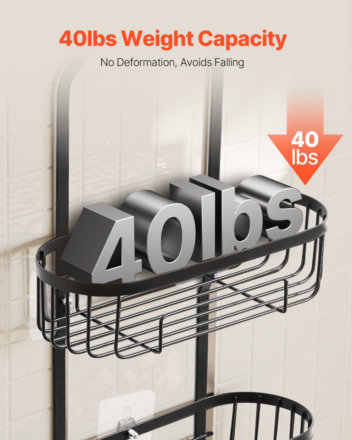 3-tier hanging shower caddy in shower