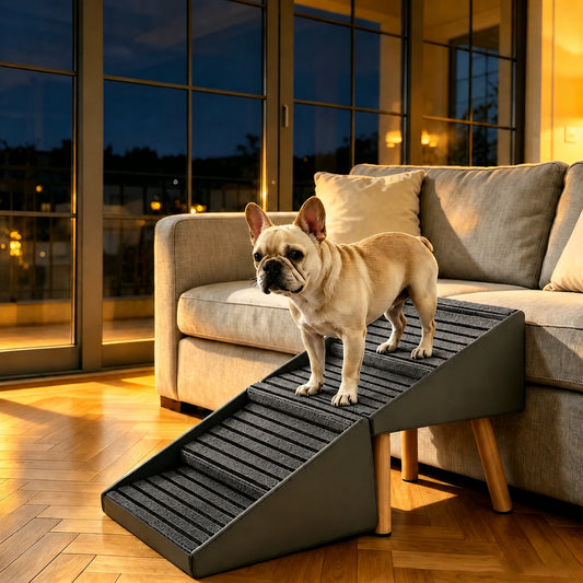 Novora foldable dog stairs and ottoman gray