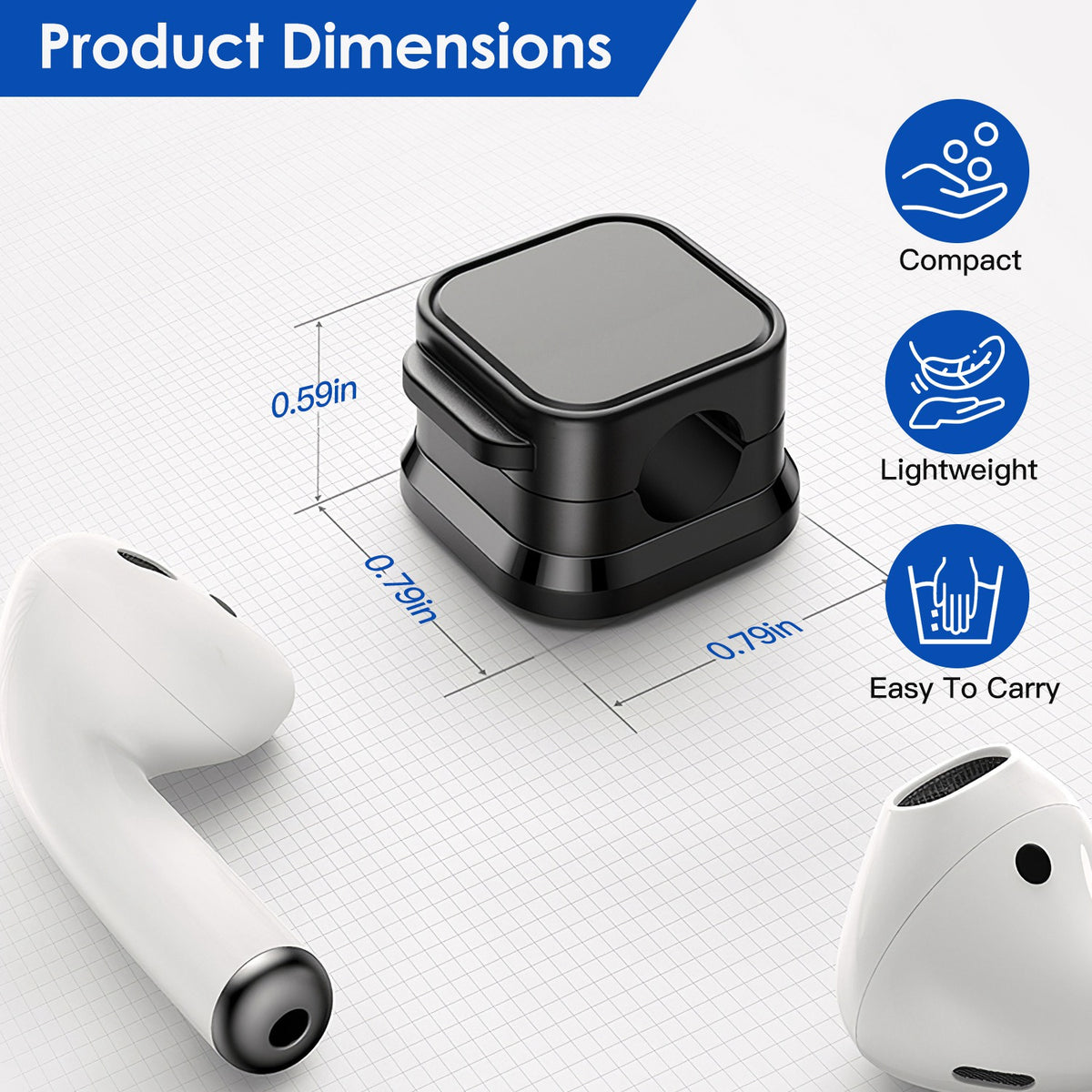 Magnetic cable clips detail view