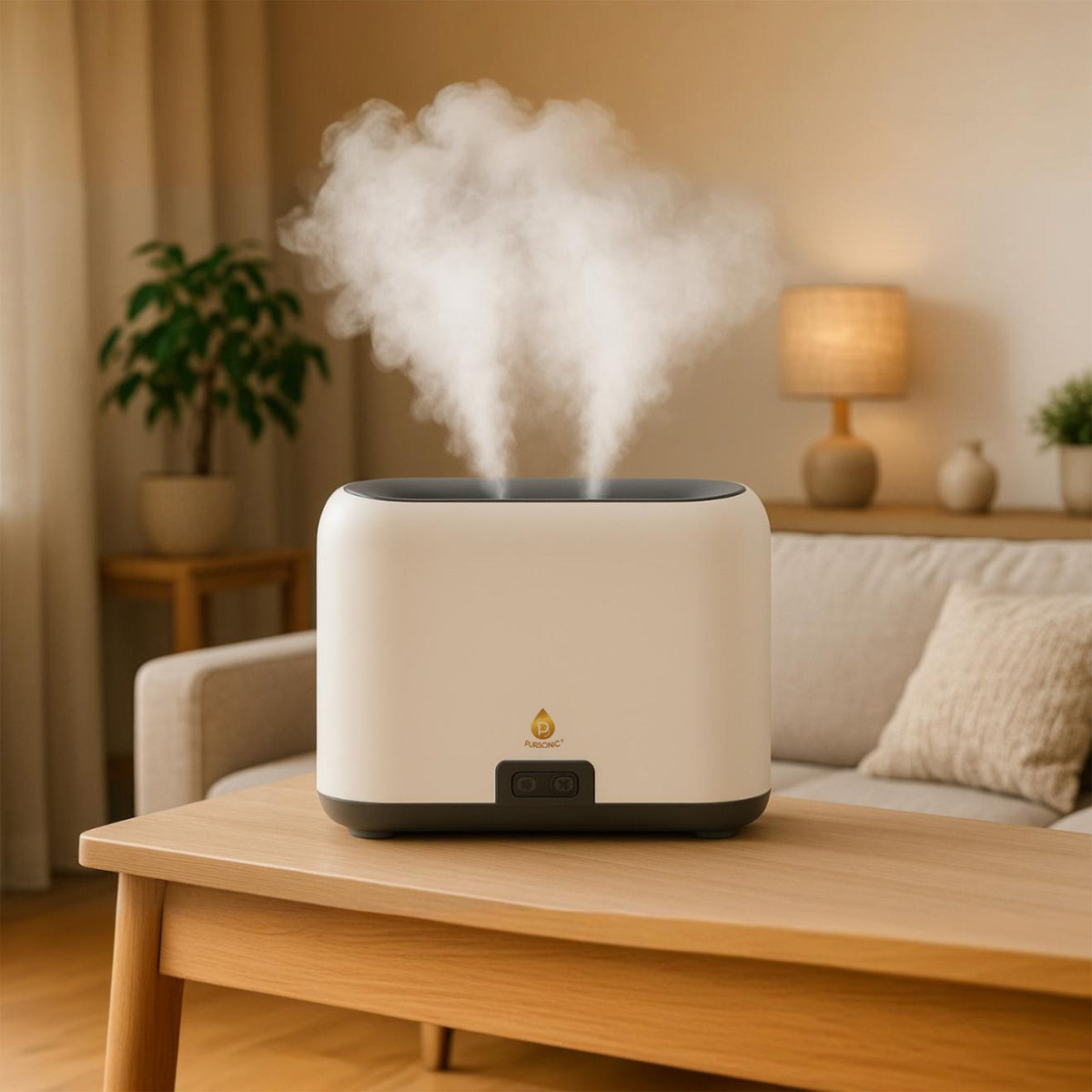 Pursonic FlameGlow diffuser lifestyle bedroom