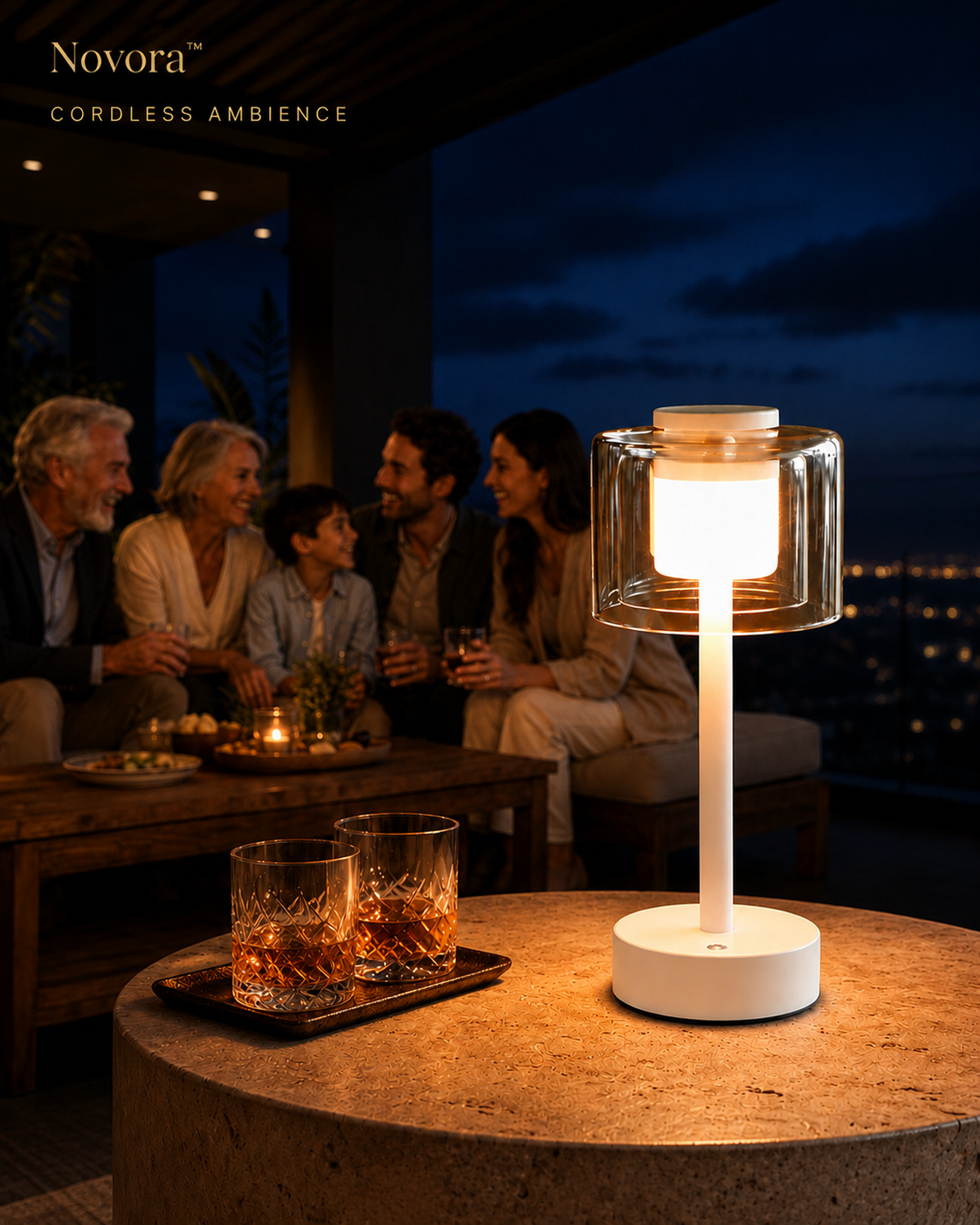 Novora LumaGlow lamp touch dim tones