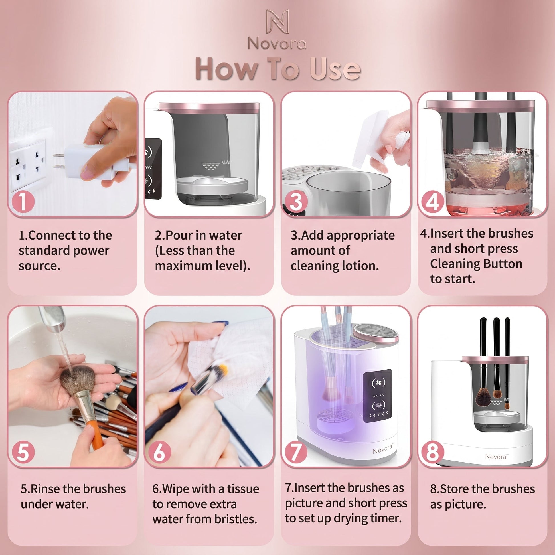 Novora makeup brush cleaner full kit