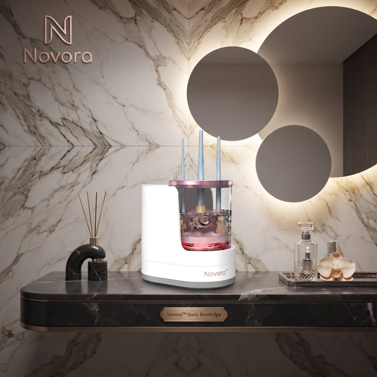 Novora makeup brush cleaner sonic vibration cleaning