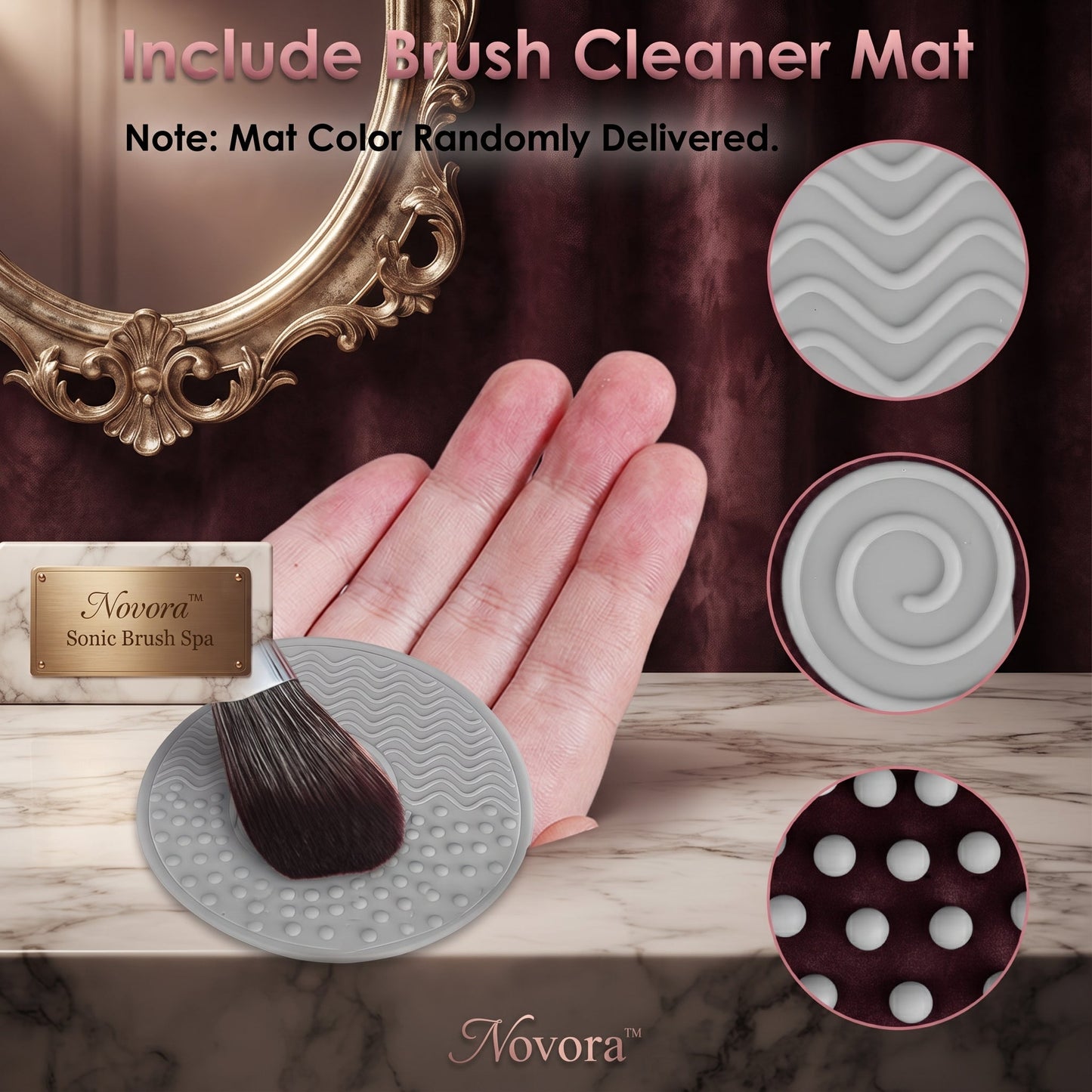 Novora makeup brush cleaner fits multiple brush sizes