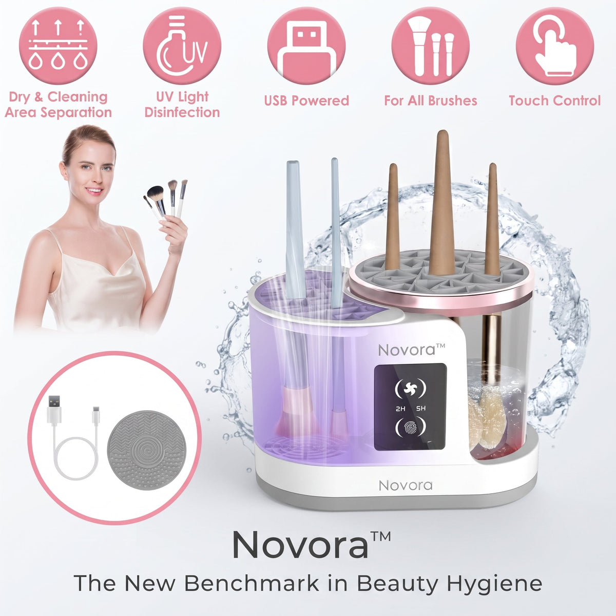 Novora makeup brush cleaner drying brushes