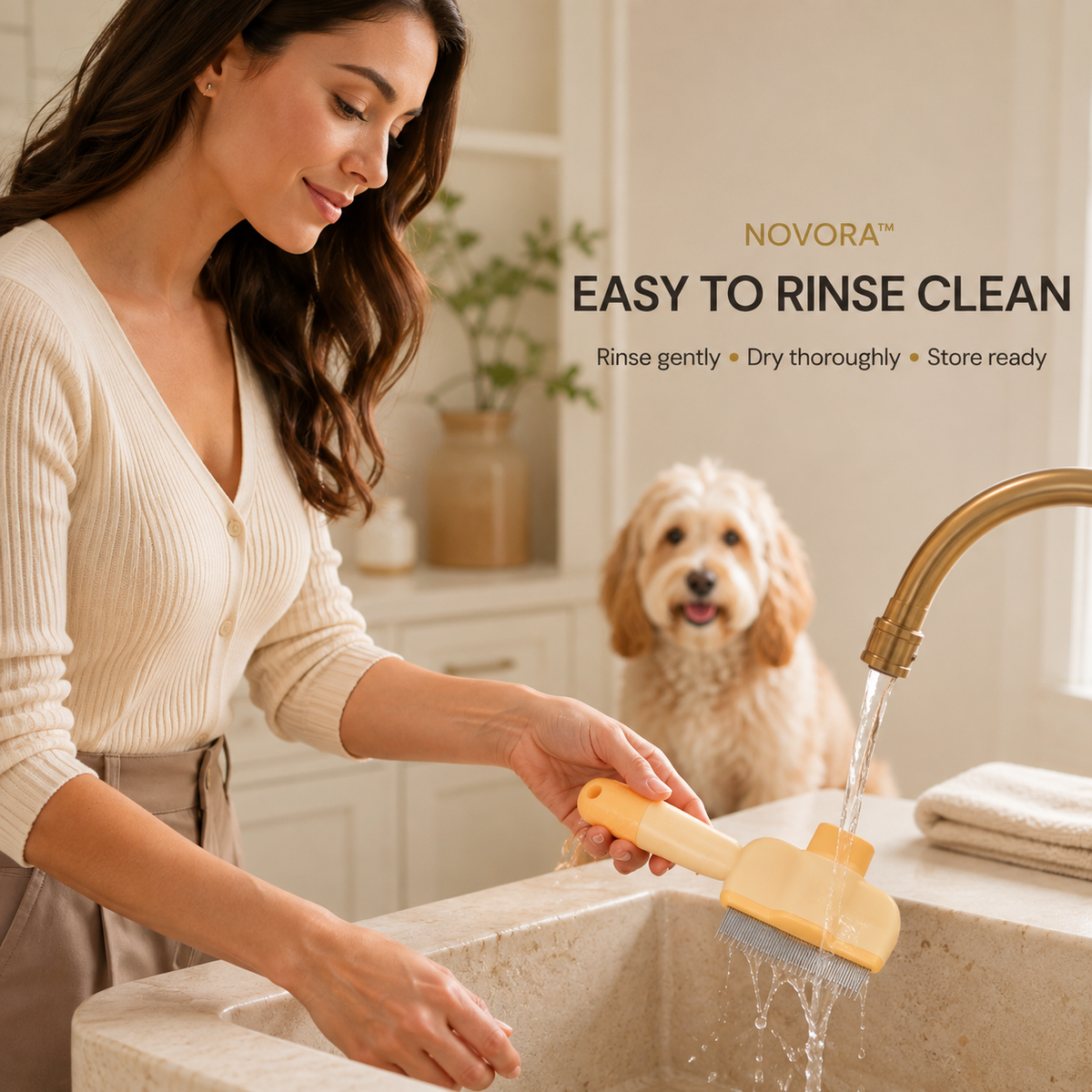 Novora pet comb collecting loose fur