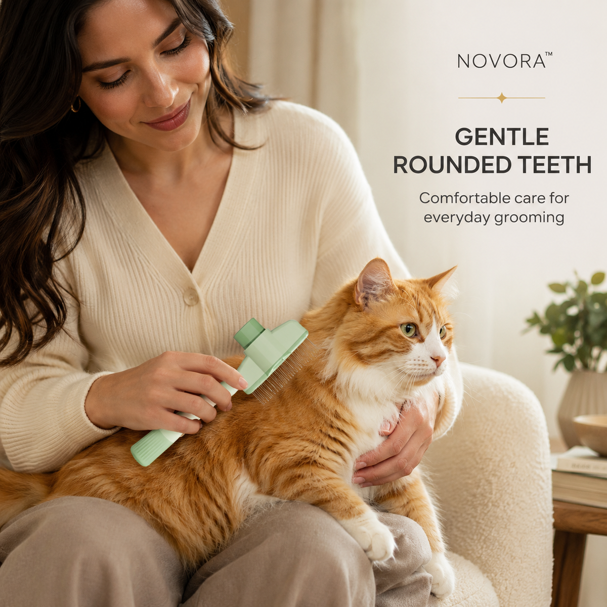 Novora pet comb lightweight handle grip