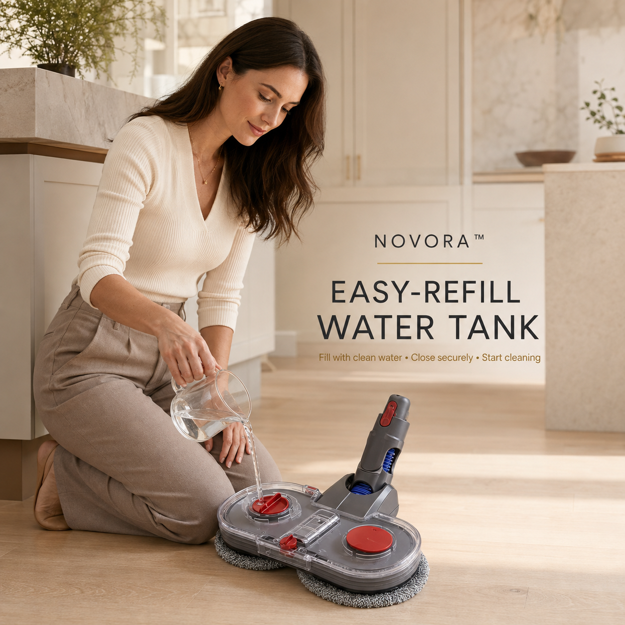 Novora SpinMop Duo dual rotating pads detail