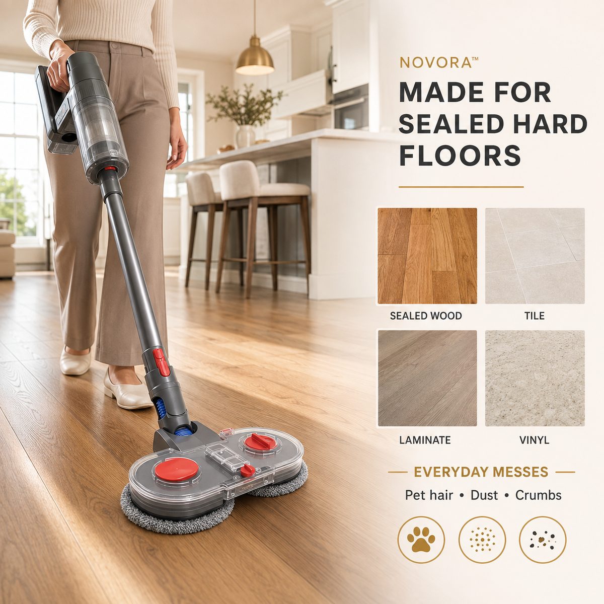 Novora SpinMop Duo water tank in use