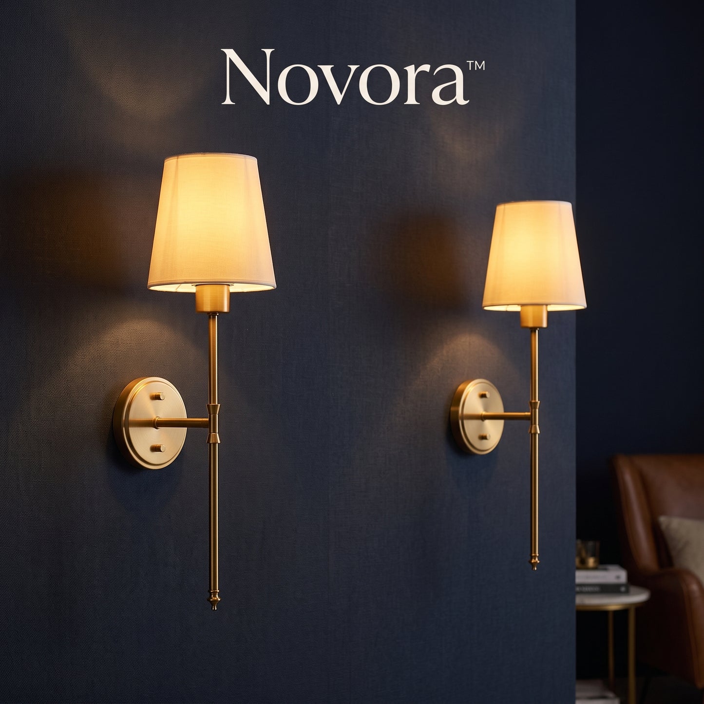 Novora™ Sterling Wireless Wall Sconce — Set of 2, Brushed Gold