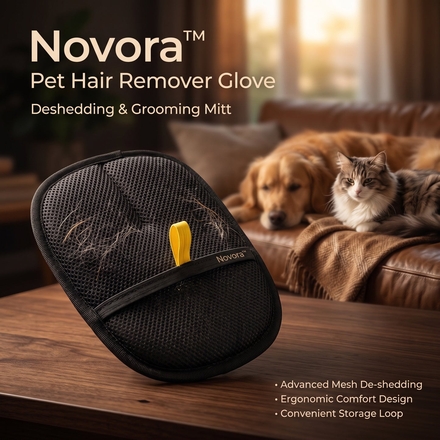 Novora™ Pet Hair Remover Glove — Deshedding & Grooming Mitt