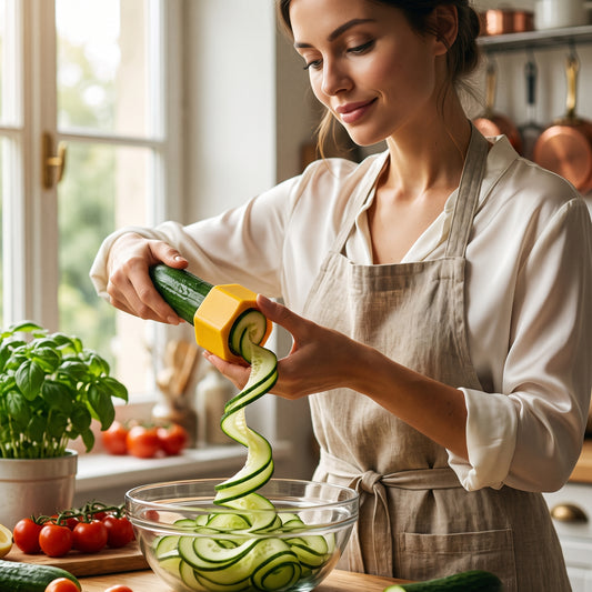 Novora™ Spiral Vegetable Slicer — Cucumber & Fruit Cutter, No Batteries Needed