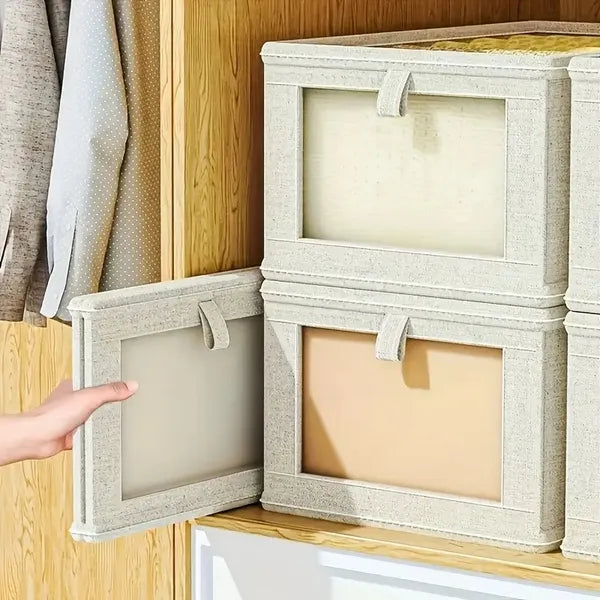 Foldable clothes storage box with window
