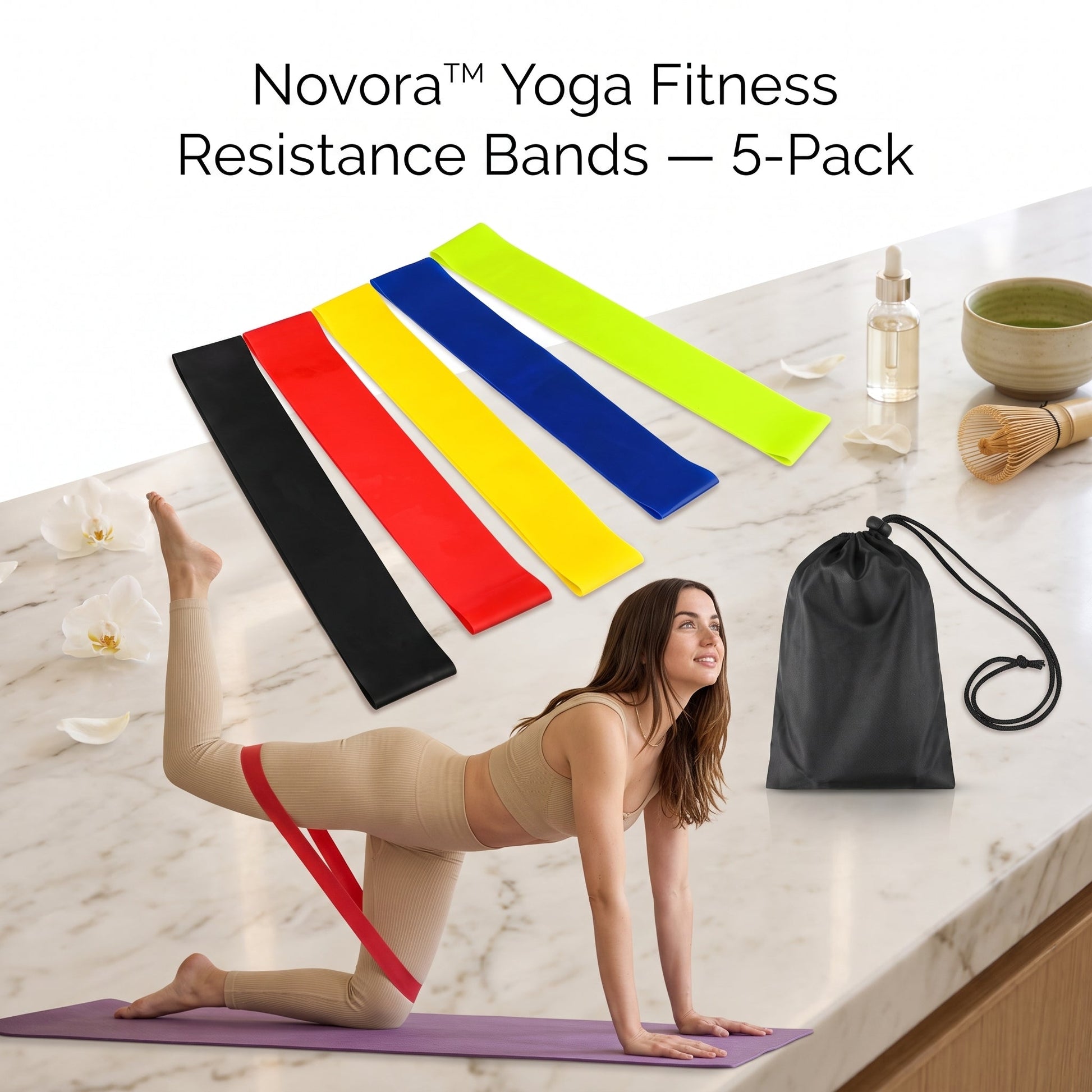 Novora resistance loop bands set flat lay