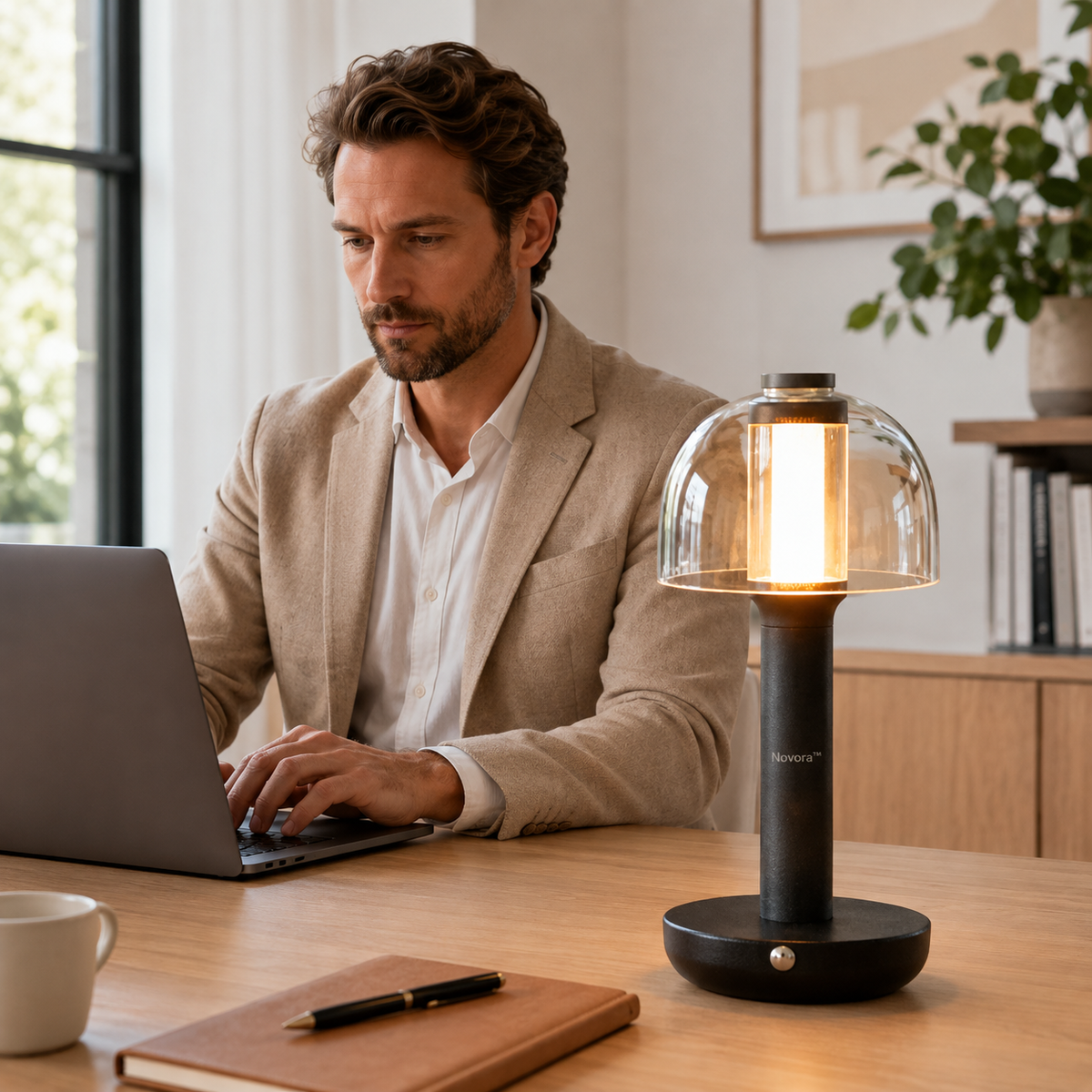 Novora Elara cordless touch table lamp black and white