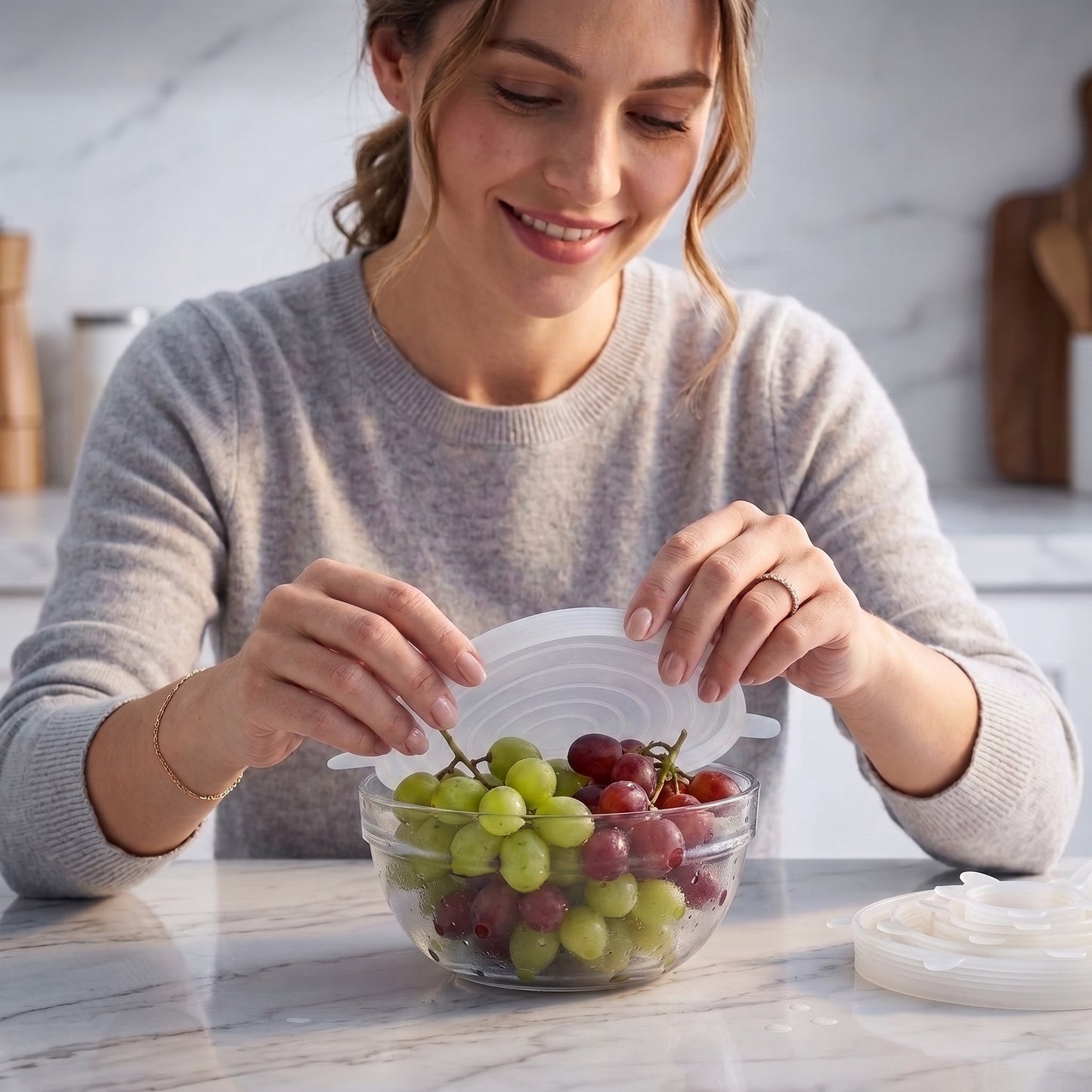 Novora™ Silicone Stretch Lids — Reusable Food Storage Covers, Set of 6