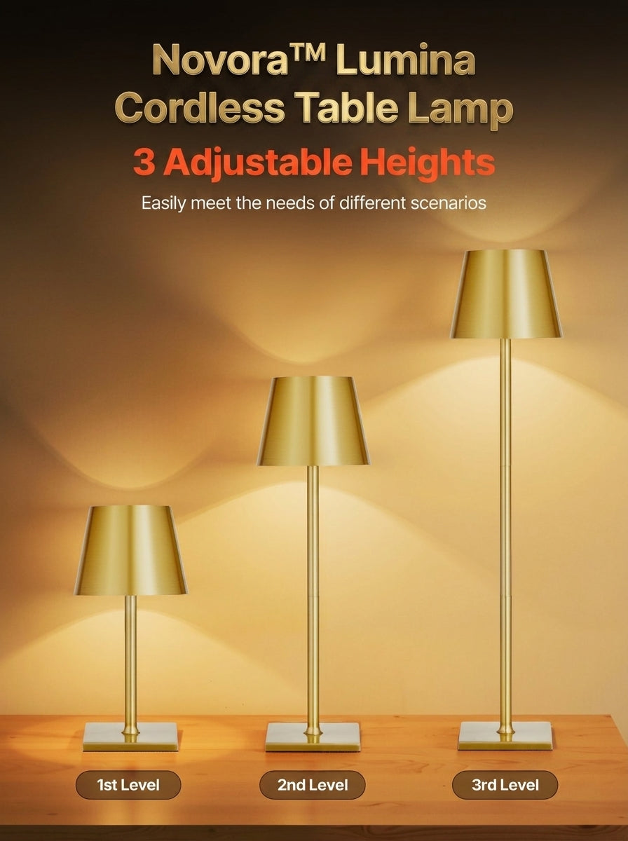 Novora™ Lumina Cordless Table Lamp — Brushed Gold, Set of 2