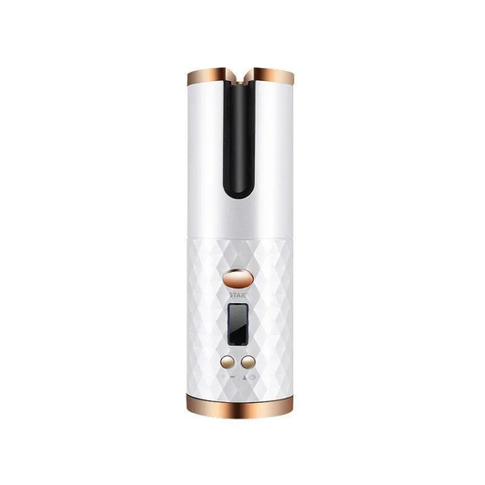 Cordless auto-rotating hair curler with LCD display