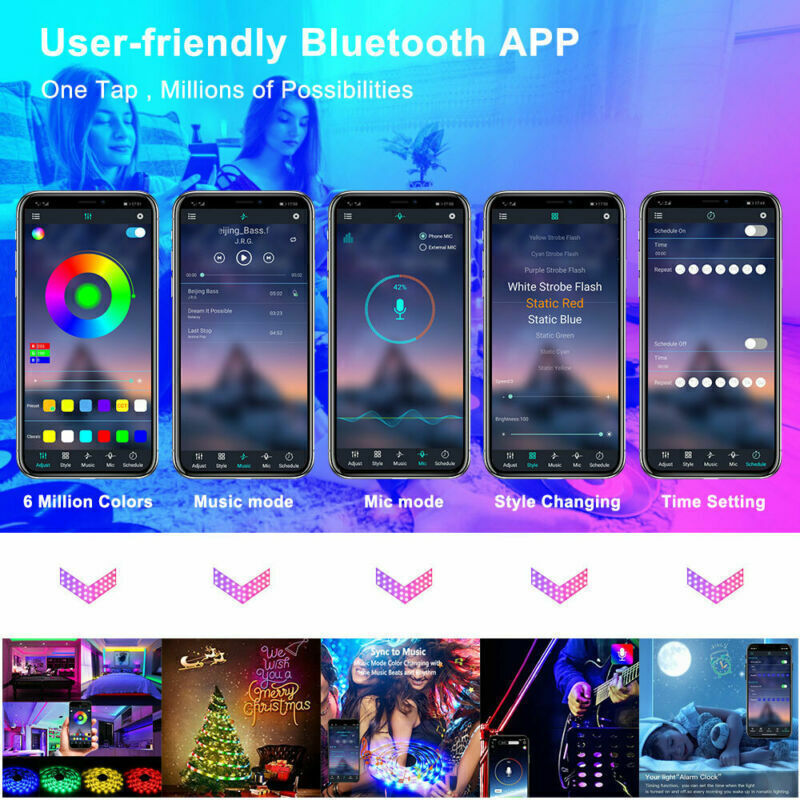 Bluetooth RGB LED Strip Lights for TV &amp; Room