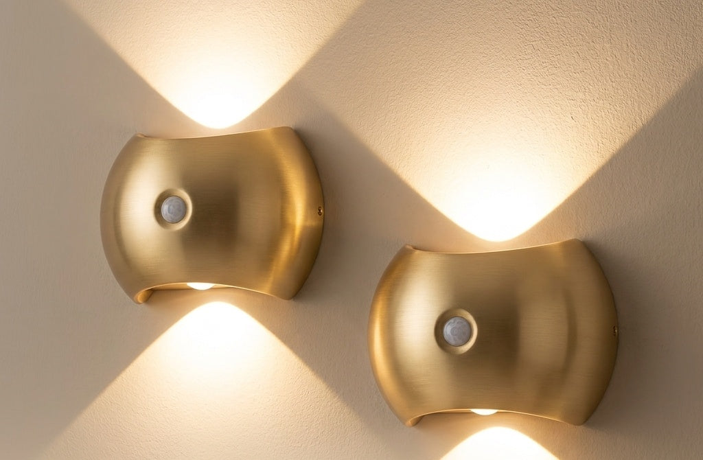 Novora Halo Motion Sconce brushed gold hero shot