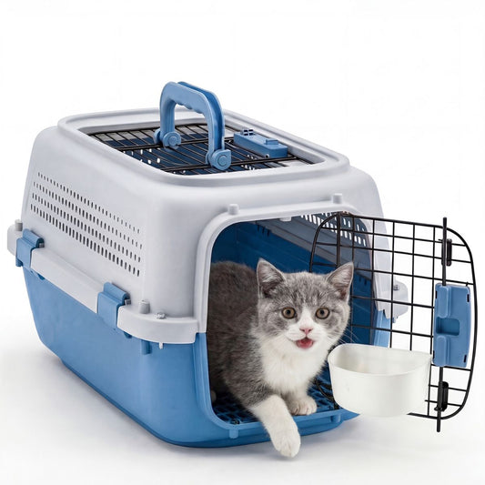 Novora hard-sided TSA airline approved pet carrier grey blue