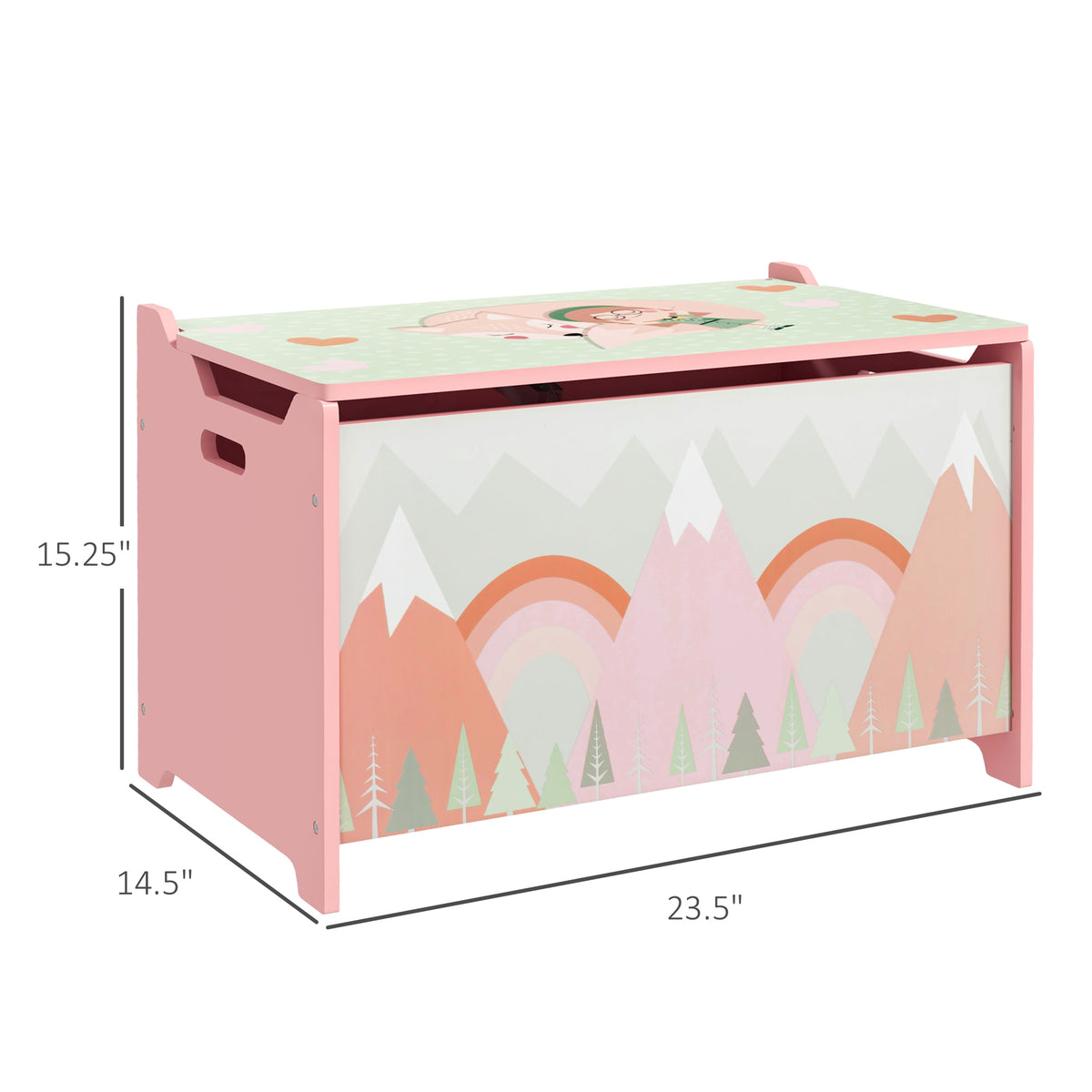 Pink storage chest with lid closed