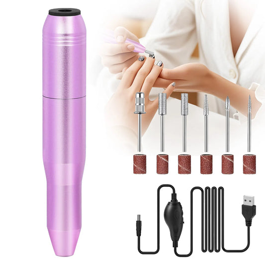 Portable electric nail drill kit with bits