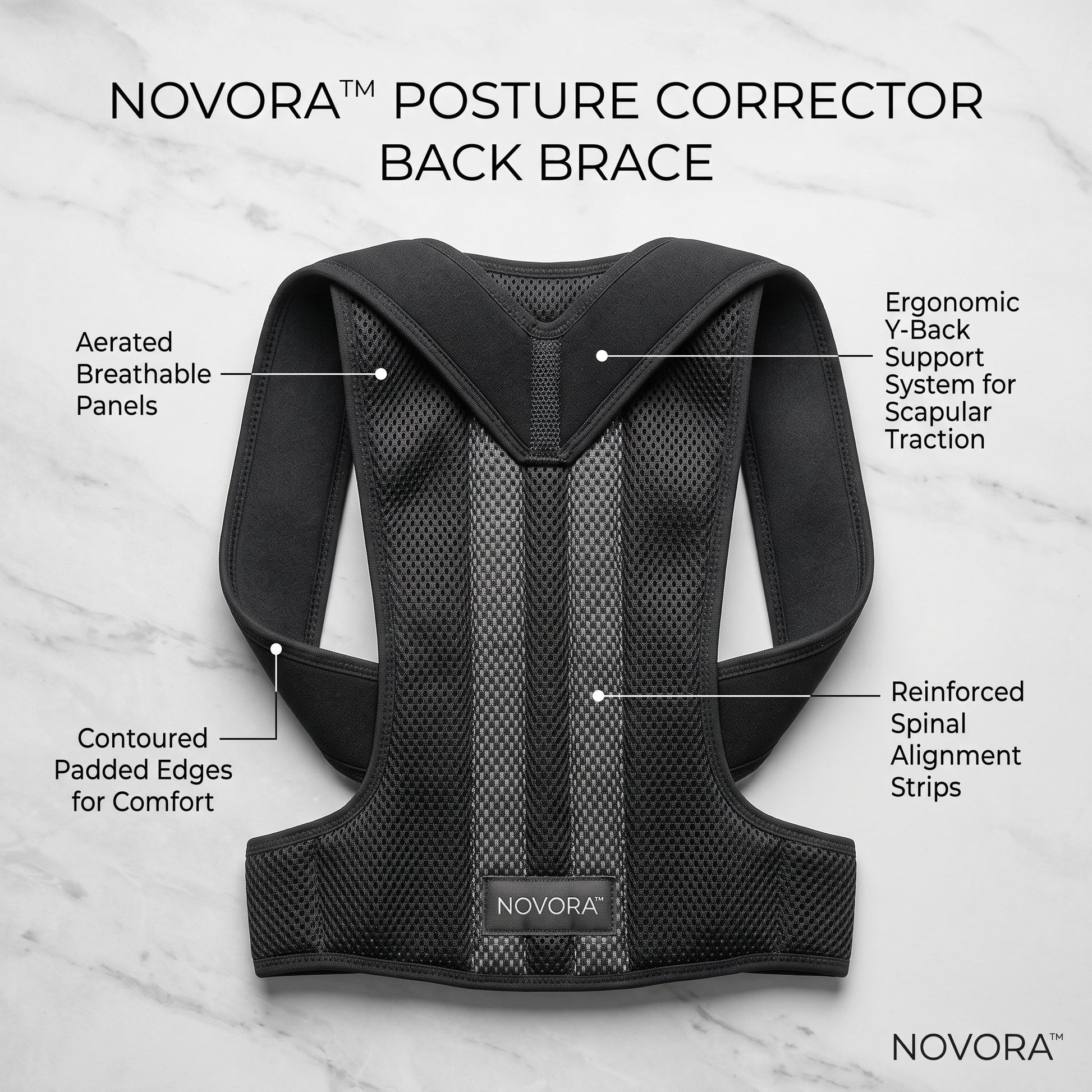 Novora back brace adjustable straps detail