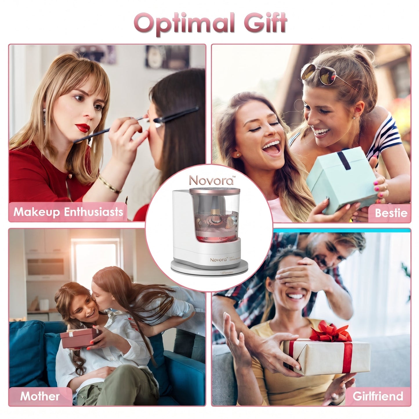 Novora makeup brush cleaner on vanity