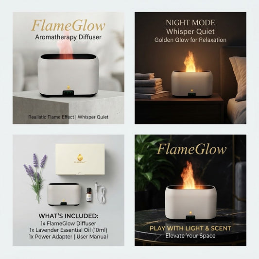 Pursonic FlameGlow aromatherapy diffuser simulated flame